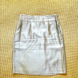 JCrew metallic silver grey silk skirt with pockets. Size 4. Fully lined.